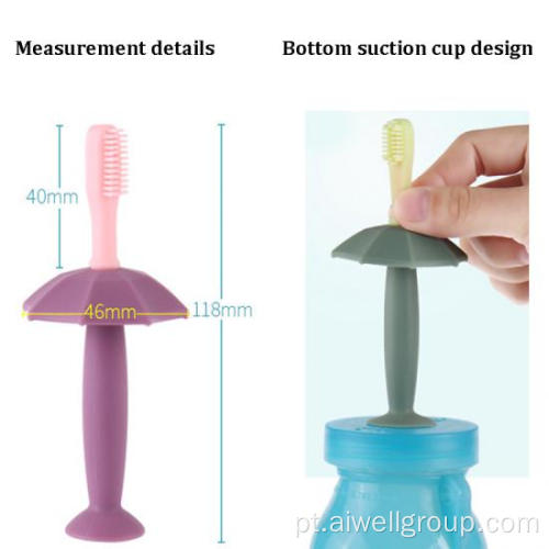 Escova de dentes de dentição de silicone infantil